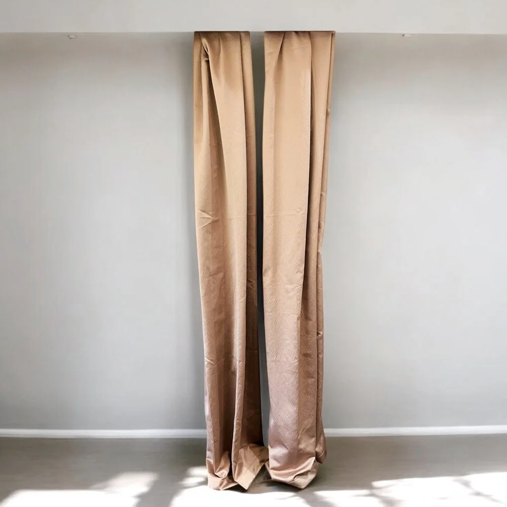 WEST ELM DUSTY BLUSH RIPPLE JACQUARD CURTAIN PANELS 48 x 108